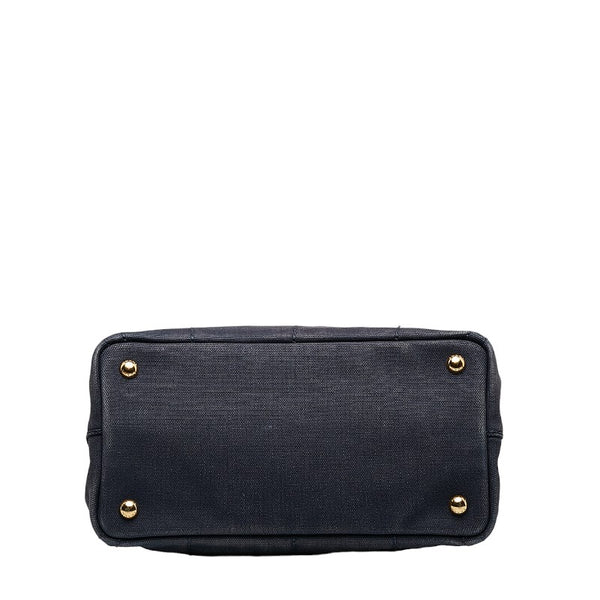 プラダ カナパSS ハンドバッグ ショルダーバッグ 2WAY ネイビー キャンバス レディース PRADA 【中古】