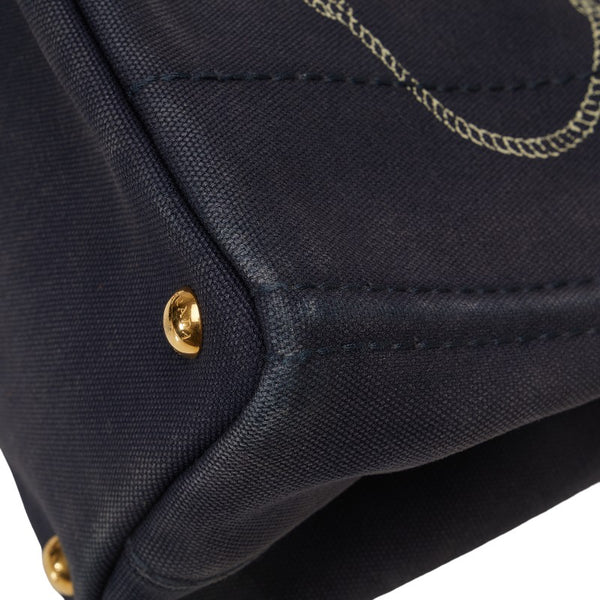 プラダ カナパSS ハンドバッグ ショルダーバッグ 2WAY ネイビー キャンバス レディース PRADA 【中古】