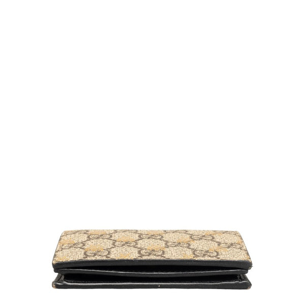 グッチ GGスプリーム ビープリント 二つ折り財布 508757 ベージュ ブラウン ゴールド PVC レディース GUCCI 【中古】