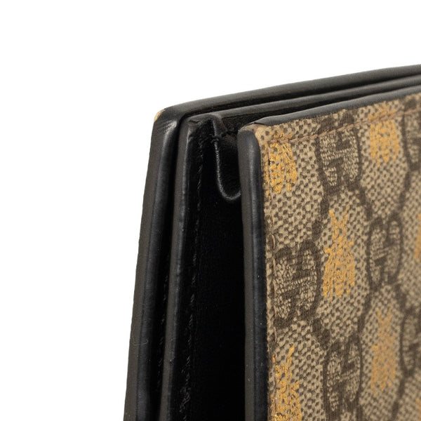 グッチ GGスプリーム ビープリント 二つ折り財布 508757 ベージュ ブラウン ゴールド PVC レディース GUCCI 【中古】