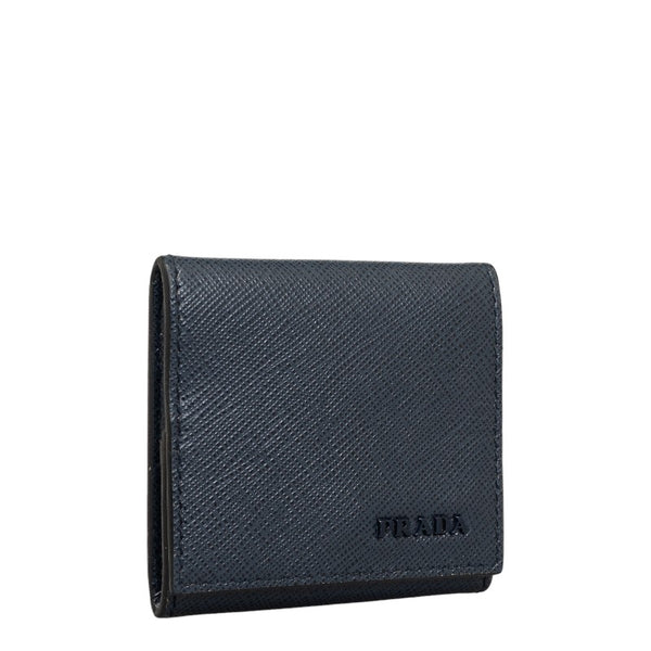 プラダ サフィアーノ コインケース ネイビー 水色 レザー メンズ PRADA 【中古】