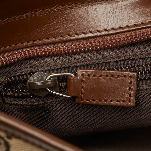 グッチ GGキャンバス ハンドバッグ トートバッグ 34339 ブラウン ベージュ キャンバス レザー レディース GUCCI 【中古】