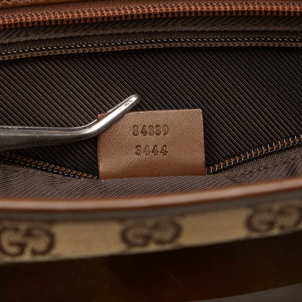 グッチ GGキャンバス ハンドバッグ トートバッグ 34339 ブラウン ベージュ キャンバス レザー レディース GUCCI 【中古】