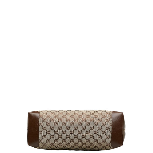 グッチ GGキャンバス ハンドバッグ トートバッグ 34339 ブラウン ベージュ キャンバス レザー レディース GUCCI 【中古】