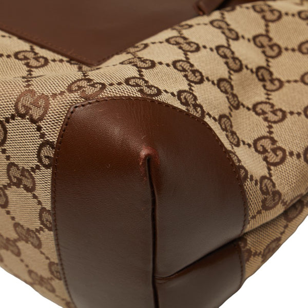 グッチ GGキャンバス ハンドバッグ トートバッグ 34339 ブラウン ベージュ キャンバス レザー レディース GUCCI 【中古】