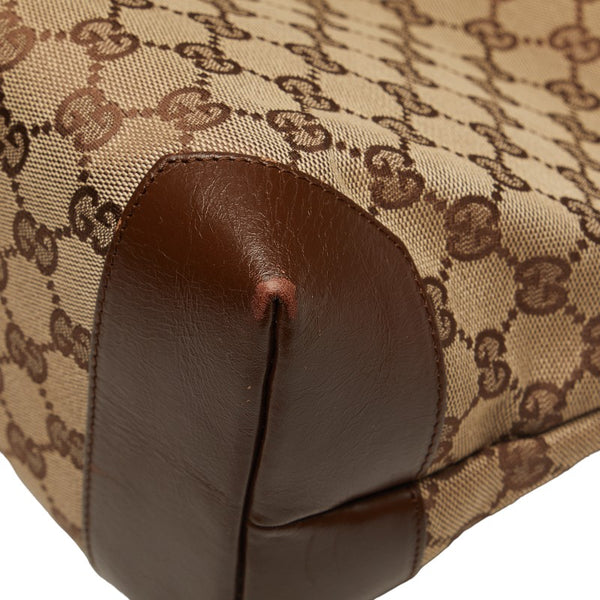 グッチ GGキャンバス ハンドバッグ トートバッグ 34339 ブラウン ベージュ キャンバス レザー レディース GUCCI 【中古】