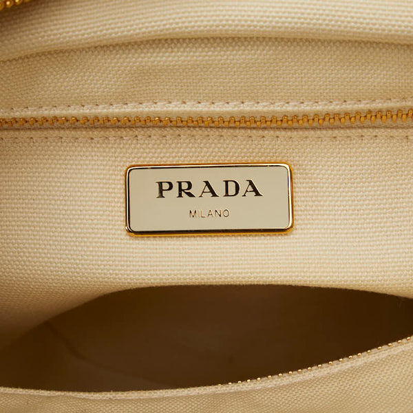 プラダ ハンドバッグ ショルダーバッグ 2WAY 1BG089 ホワイト  ベージュ ストロー キャンバス レディース PRADA 【中古】