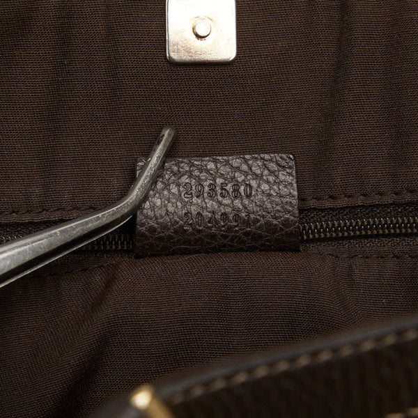 グッチ GGクリスタル ハンドバッグ トートバッグ ブラウン ベージュ PVC レザー レディース GUCCI 【中古】