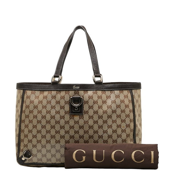 グッチ GGクリスタル ハンドバッグ トートバッグ ブラウン ベージュ PVC レザー レディース GUCCI 【中古】