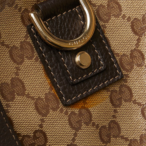 グッチ GGクリスタル ハンドバッグ トートバッグ ブラウン ベージュ PVC レザー レディース GUCCI 【中古】