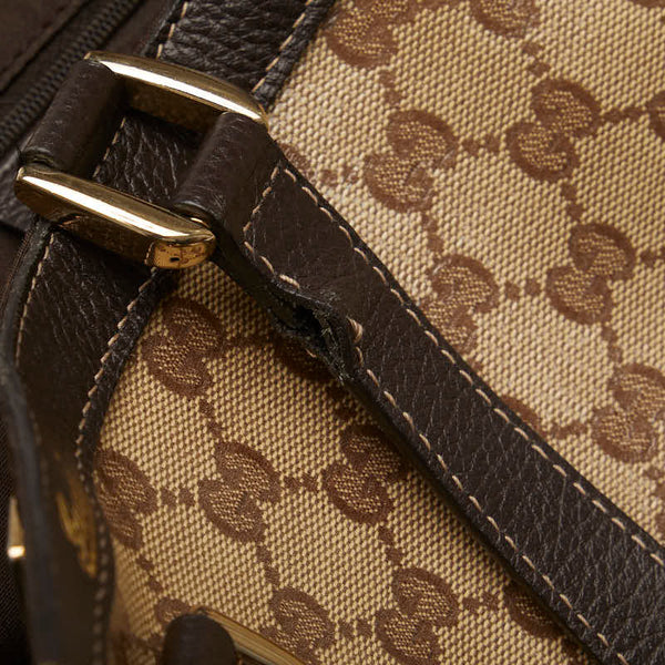 グッチ GGクリスタル ハンドバッグ トートバッグ ブラウン ベージュ PVC レザー レディース GUCCI 【中古】