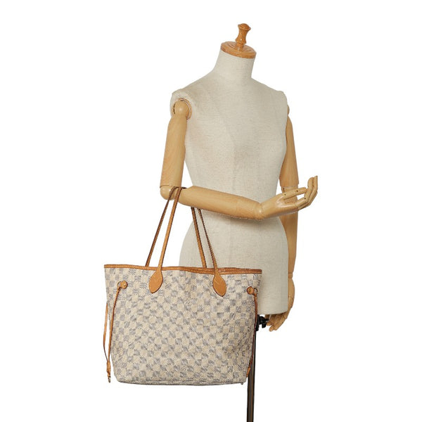 ルイ ヴィトン ダミエ アズール ネヴァーフルMM 新型 トートバッグ N41605 アズール ホワイト PVC レザー レディース LOUIS VUITTON 【中古】