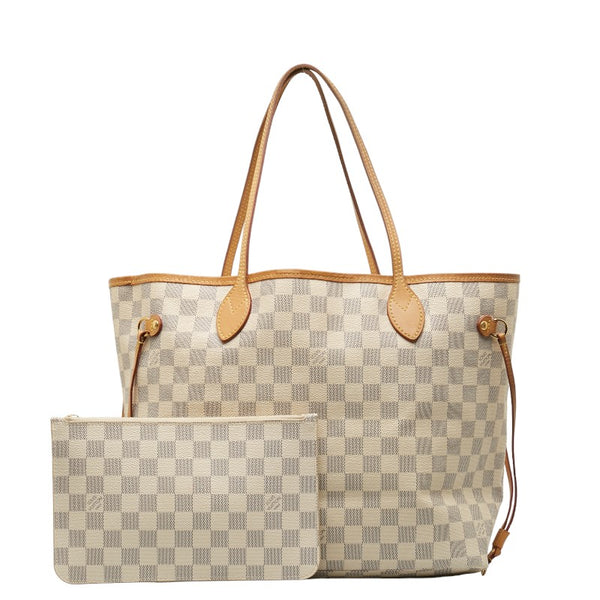 ルイ ヴィトン ダミエ アズール ネヴァーフルMM 新型 トートバッグ N41605 アズール ホワイト PVC レザー レディース LOUIS VUITTON 【中古】