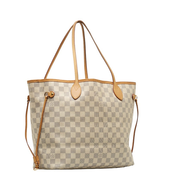 ルイ ヴィトン ダミエ アズール ネヴァーフルMM 新型 トートバッグ N41605 アズール ホワイト PVC レザー レディース LOUIS VUITTON 【中古】