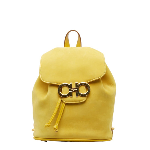 サルヴァトーレフェラガモ ガンチーニ リュック バックパック DJ-21 6147 イエロー スウェード レザー レディース Salvatore Ferragamo 【中古】