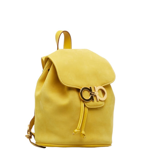 サルヴァトーレフェラガモ ガンチーニ リュック バックパック DJ-21 6147 イエロー スウェード レザー レディース Salvatore Ferragamo 【中古】