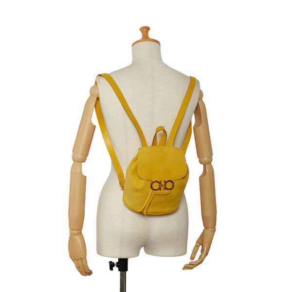 サルヴァトーレフェラガモ ガンチーニ リュック バックパック DJ-21 6147 イエロー スウェード レザー レディース Salvatore Ferragamo 【中古】