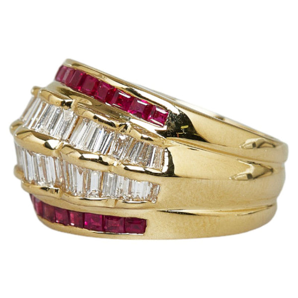 K18YG イエローゴールド ルビー1.40ct ダイヤ1.70ct リング 指輪 レディース 11.5号 【中古】