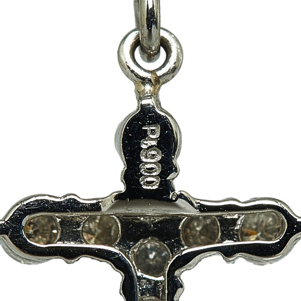 Pt900 プラチナ ダイヤ0.40ct クロス フック ピアス レディース 【中古】