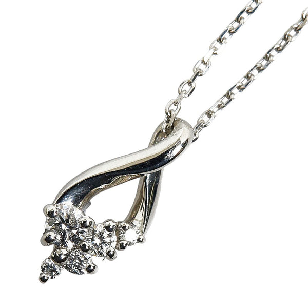 ヨンドシー Pt950 プラチナ Pt850 プラチナ ダイヤ0.15ct ツイスト ドロップ ネックレス レディース 4℃ 【中古】