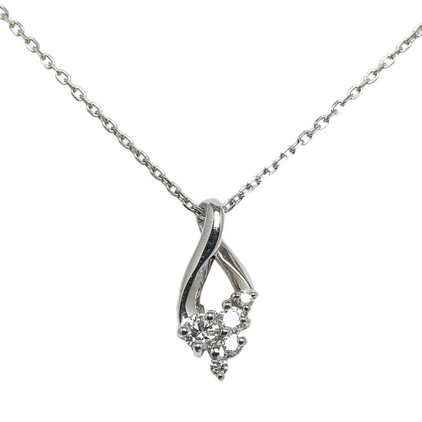 ヨンドシー Pt950 プラチナ Pt850 プラチナ ダイヤ0.15ct ツイスト ドロップ ネックレス レディース 4℃ 【中古】