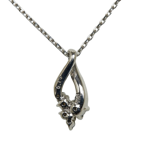 ヨンドシー Pt950 プラチナ Pt850 プラチナ ダイヤ0.15ct ツイスト ドロップ ネックレス レディース 4℃ 【中古】