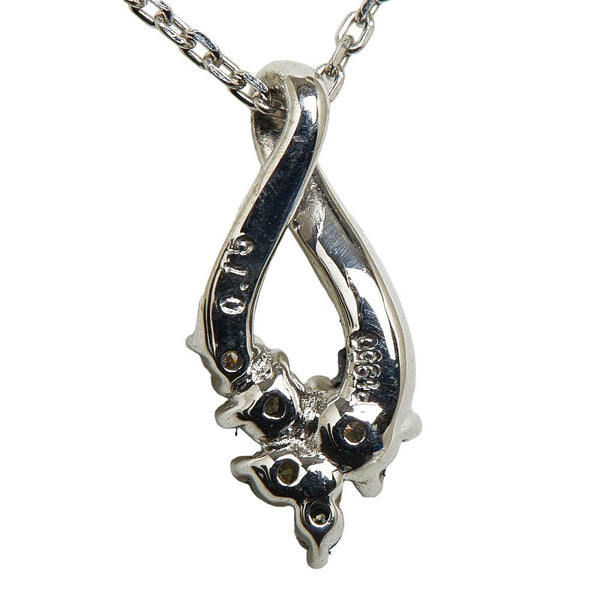 ヨンドシー Pt950 プラチナ Pt850 プラチナ ダイヤ0.15ct ツイスト ドロップ ネックレス レディース 4℃ 【中古】