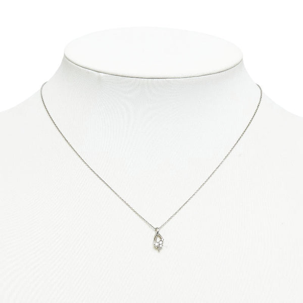 ヨンドシー Pt950 プラチナ Pt850 プラチナ ダイヤ0.15ct ツイスト ドロップ ネックレス レディース 4℃ 【中古】