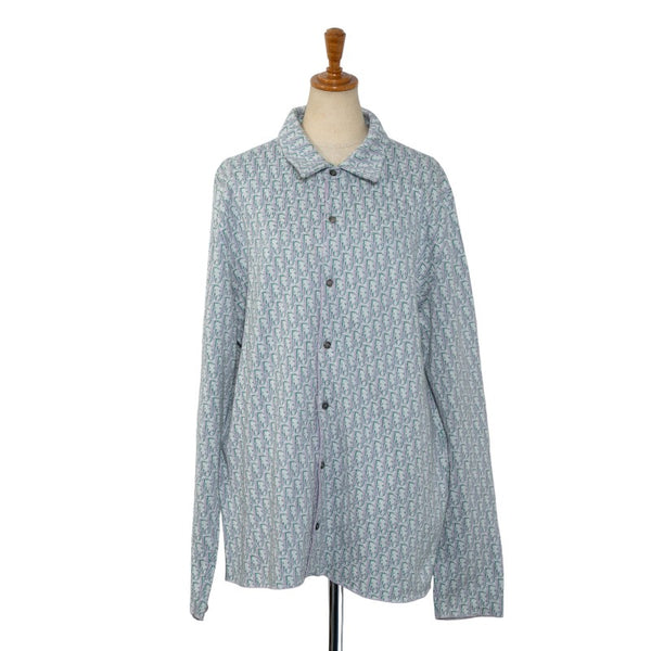 ディオール 20SS Oblique Overshirt オブリーク オーバーシャツ サイズ：L 023M550AT099 ホワイト パープル グリーン コットン メンズ Dior 【中古】