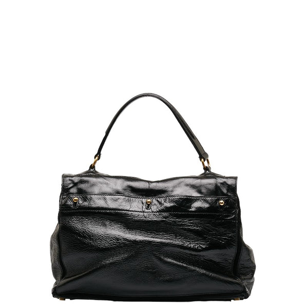 サンローラン ミューズトゥ ハンドバッグ 197148 ブラック ゴールド エナメル レディース SAINT LAURENT 【中古】