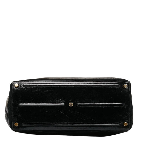 サンローラン ミューズトゥ ハンドバッグ 197148 ブラック ゴールド エナメル レディース SAINT LAURENT 【中古】