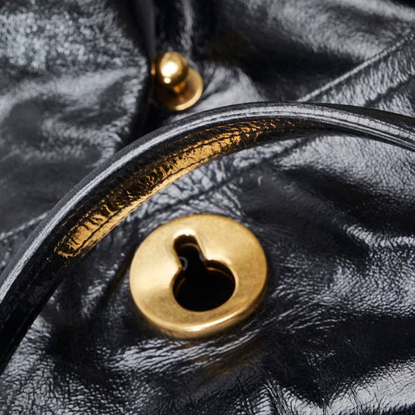 サンローラン ミューズトゥ ハンドバッグ 197148 ブラック ゴールド エナメル レディース SAINT LAURENT 【中古】