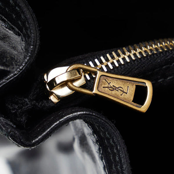 サンローラン ミューズトゥ ハンドバッグ 197148 ブラック ゴールド エナメル レディース SAINT LAURENT 【中古】