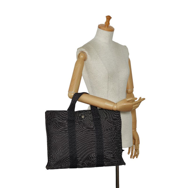 エルメス エールラインMM ハンドバッグ トートバッグ グレー キャンバス レディース HERMES 【中古】