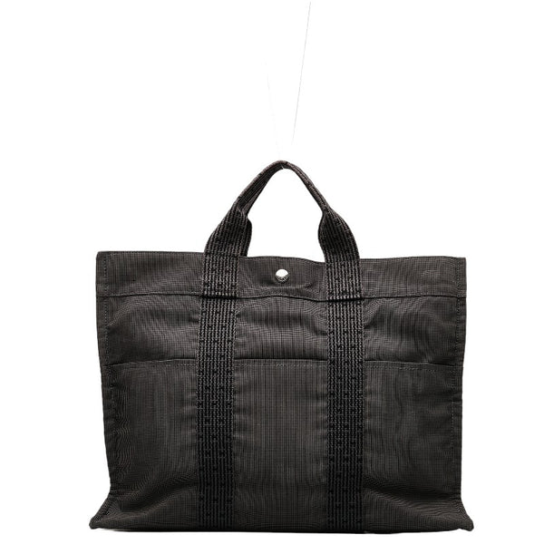 エルメス エールラインMM ハンドバッグ トートバッグ グレー キャンバス レディース HERMES 【中古】