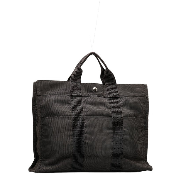 エルメス エールラインMM ハンドバッグ トートバッグ グレー キャンバス レディース HERMES 【中古】