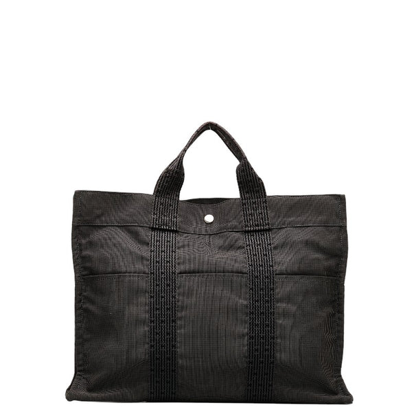 エルメス エールラインMM ハンドバッグ トートバッグ グレー キャンバス レディース HERMES 【中古】