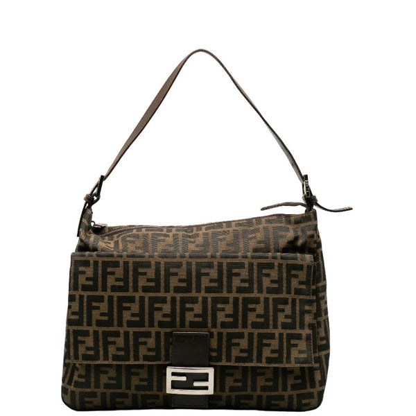 フェンディ ズッカ マンマバケット ワンショルダーバッグ 26425 ベージュ ブラウン キャンバス レザー レディース FENDI 【中古】