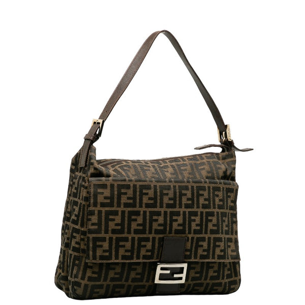 フェンディ ズッカ マンマバケット ワンショルダーバッグ 26425 ベージュ ブラウン キャンバス レザー レディース FENDI 【中古】