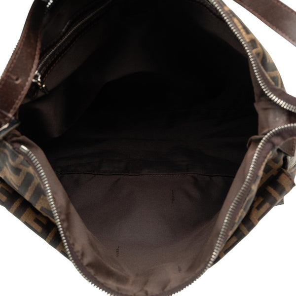 フェンディ ズッカ マンマバケット ワンショルダーバッグ 26425 ベージュ ブラウン キャンバス レザー レディース FENDI 【中古】