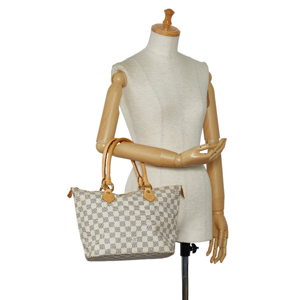 ルイ ヴィトン ダミエ アズール サレヤPM ハンドバッグ トートバッグ  N51186 ホワイト PVC レザー レディース LOUIS VUITTON 【中古】