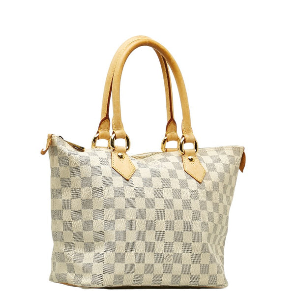 ルイ ヴィトン ダミエ アズール サレヤPM ハンドバッグ トートバッグ  N51186 ホワイト PVC レザー レディース LOUIS VUITTON 【中古】