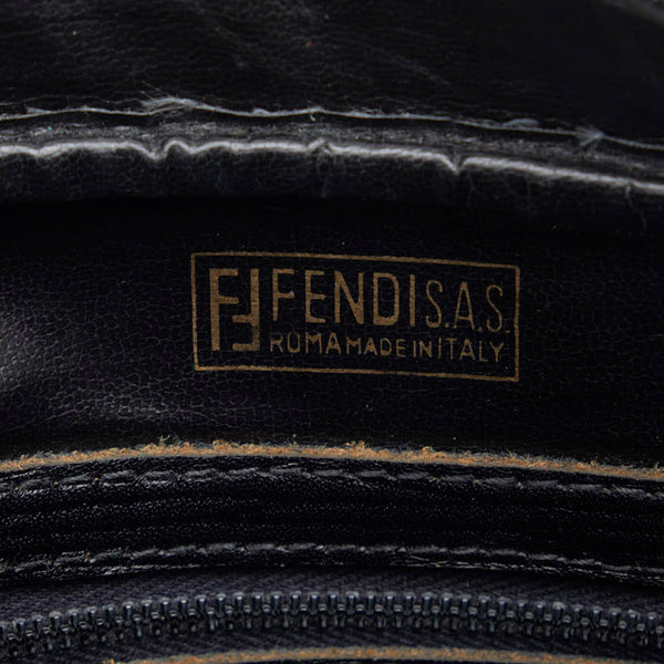 フェンディ ズッキーノ 斜め掛け ショルダーバッグ ブラック キャンバス レザー レディース FENDI 【中古】