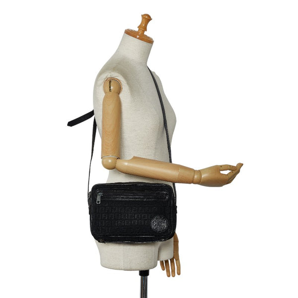 フェンディ ズッキーノ 斜め掛け ショルダーバッグ ブラック キャンバス レザー レディース FENDI 【中古】