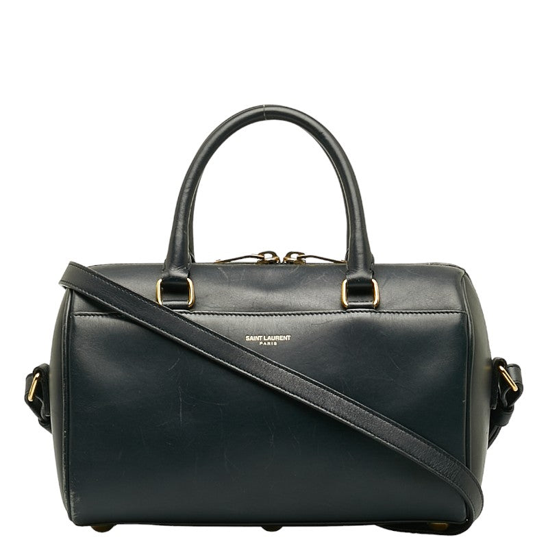 サンローラン ベイビーダッフル ハンドバッグ ショルダーバッグ 2WAY ネイビー レザー レディース SAINT LAURENT 【中古】