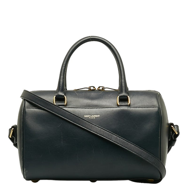 サンローラン ベイビーダッフル ハンドバッグ ショルダーバッグ 2WAY ネイビー レザー レディース SAINT LAURENT 【中古】