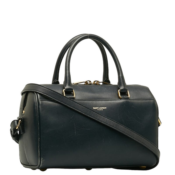 サンローラン ベイビーダッフル ハンドバッグ ショルダーバッグ 2WAY ネイビー レザー レディース SAINT LAURENT 【中古】