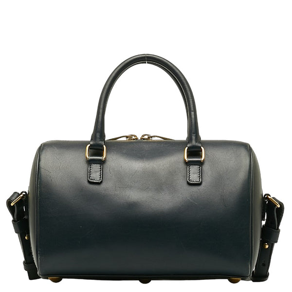 サンローラン ベイビーダッフル ハンドバッグ ショルダーバッグ 2WAY ネイビー レザー レディース SAINT LAURENT 【中古】
