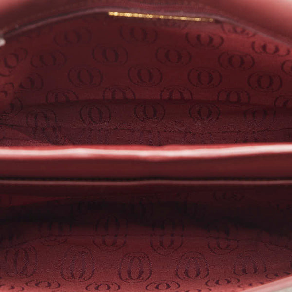 カルティエ マストライン 斜め掛け ショルダーバッグ ワインレッド レザー レディース CARTIER 【中古】