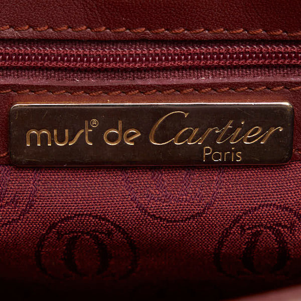 カルティエ マストライン 斜め掛け ショルダーバッグ ワインレッド レザー レディース CARTIER 【中古】